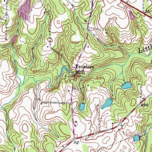Topographic Map of Troxlers Mill, NC