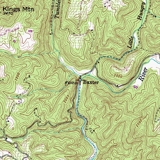 Topographic Map of Tumblebug Creek, NC