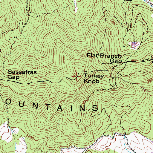 Topographic Map of Turkey Knob, NC