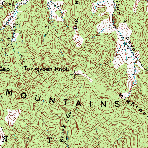Topographic Map of Turkeypen Knob, NC