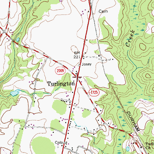 Topographic Map of Turlington, NC