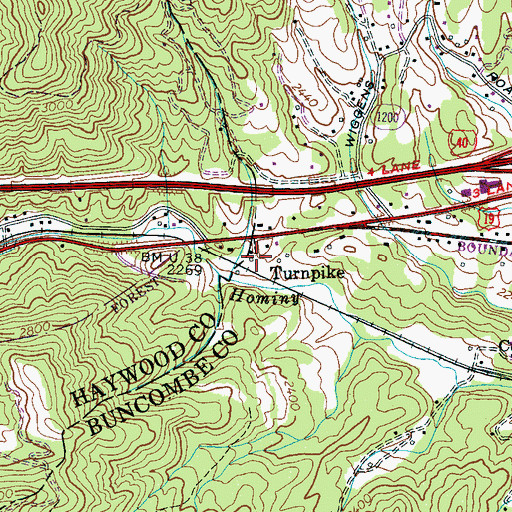 Topographic Map of Turnpike, NC