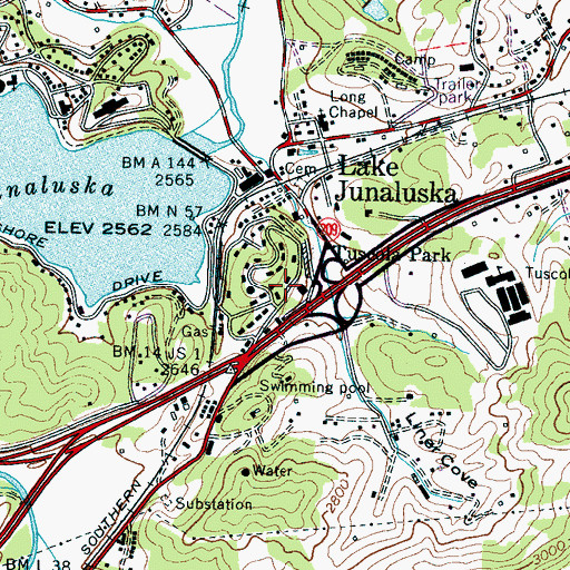 Topographic Map of Tuscola Park, NC
