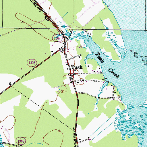 Topographic Map of Tusk, NC