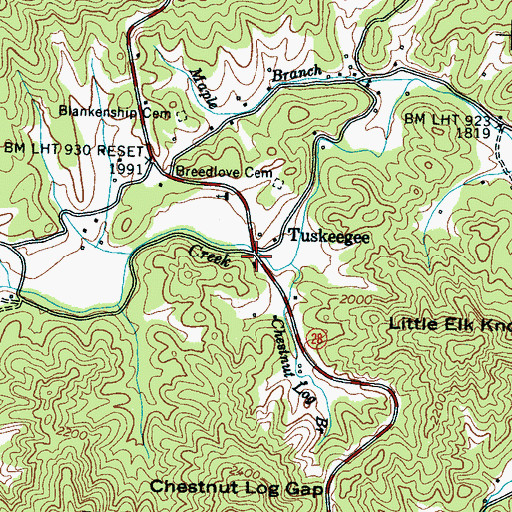 Topographic Map of Tuskeegee, NC