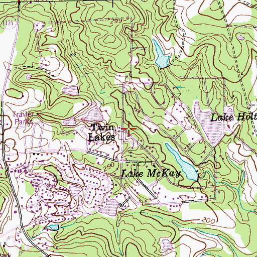Topographic Map of Twin Lakes, NC