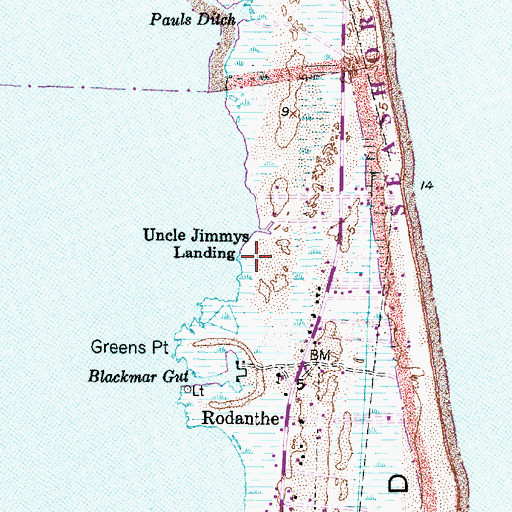 Topographic Map of Uncle Jimmys Landing, NC