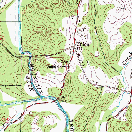 Topographic Map of Union Church, NC