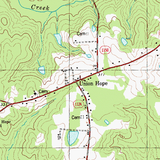 Topographic Map of Union Hope, NC