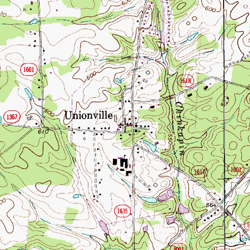 Topographic Map of Unionville, NC