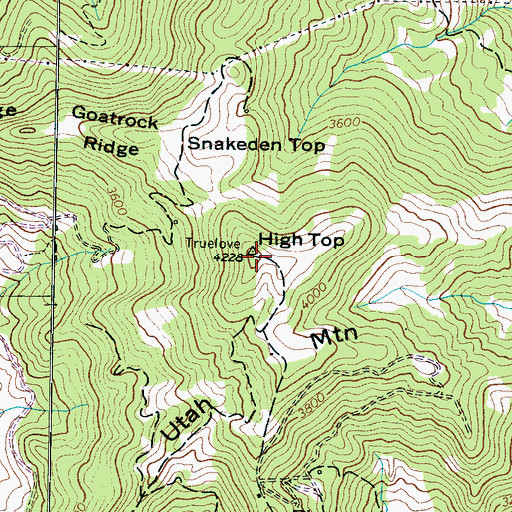 Topographic Map of Utah Mountain, NC