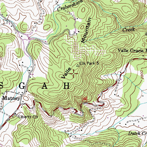 Topographic Map of Valle Mountain, NC