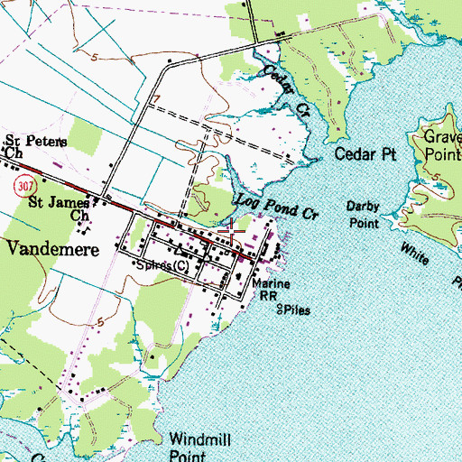 Topographic Map of Vandemere, NC