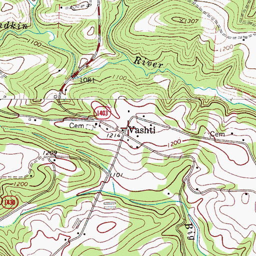Topographic Map of Vashti, NC