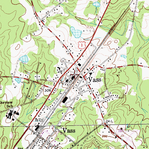 Topographic Map of Vass, NC