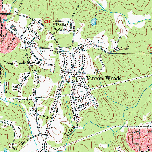 Topographic Map of Vinton Woods, NC