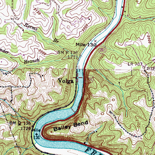Topographic Map of Volga, NC