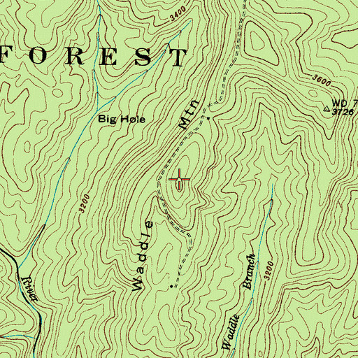Topographic Map of Waddle Mountain, NC