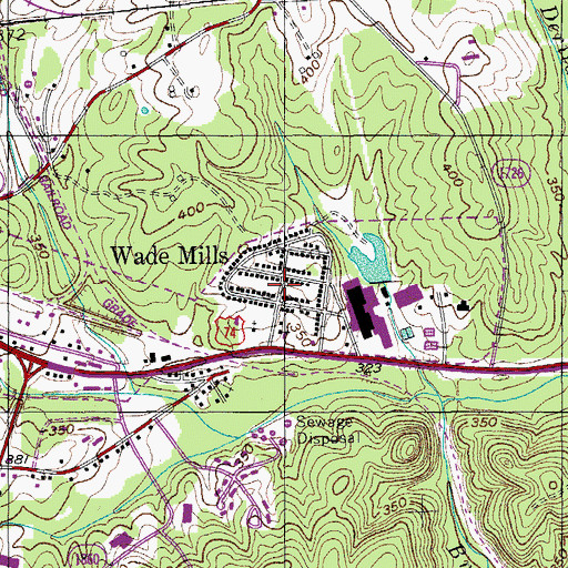 Topographic Map of Wade Mills, NC