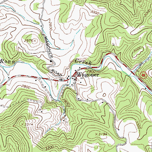 Topographic Map of Wagoner, NC