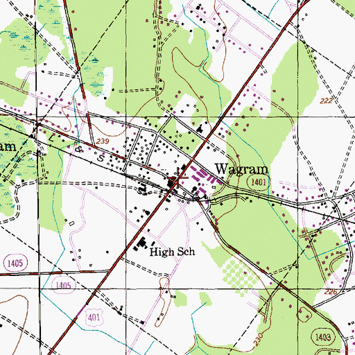 Topographic Map of Wagram, NC