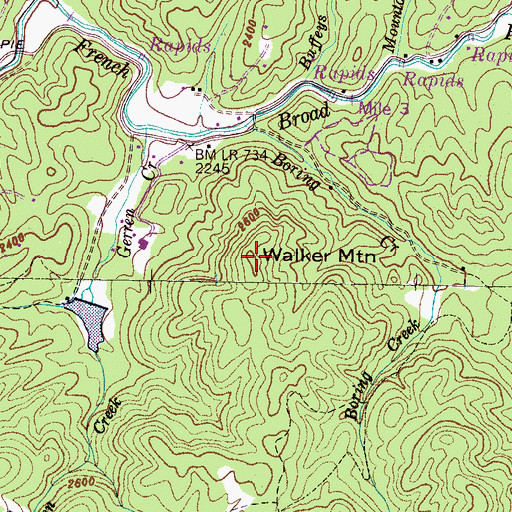 Topographic Map of Walker Mountain, NC