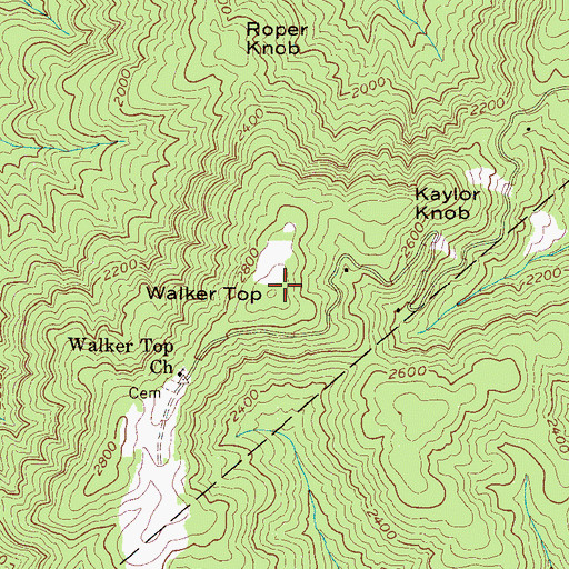 Topographic Map of Walker Top, NC