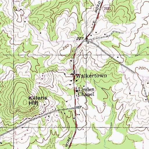 Topographic Map of Walkertown, NC