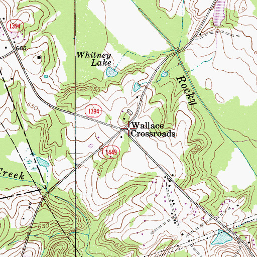 Topographic Map of Cannon Crossroads, NC