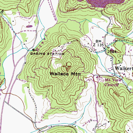 Topographic Map of Wallace Mountain, NC