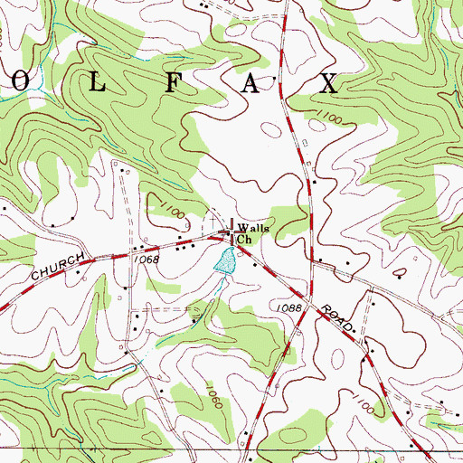 Topographic Map of Walls Church, NC