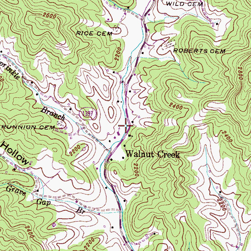 Topographic Map of Walnut Creek, NC