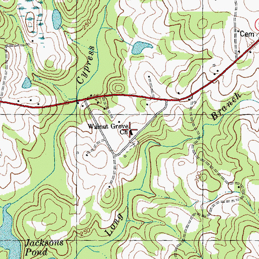 Topographic Map of Walnut Grove Church, NC