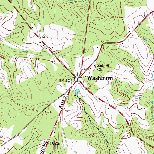 Topographic Map of Washburn, NC