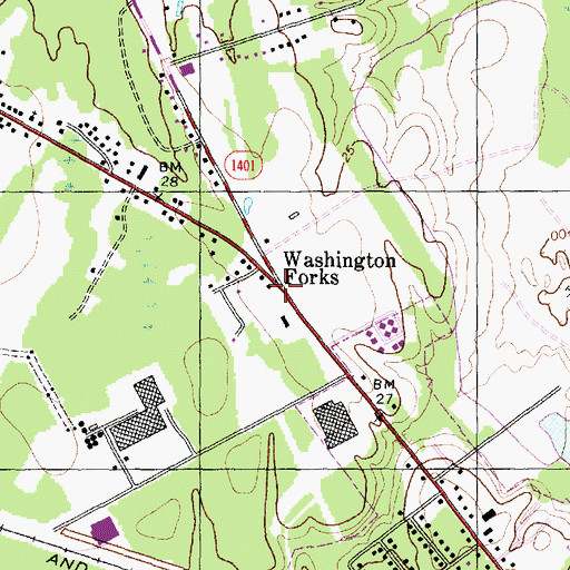Topographic Map of Washington Forks, NC