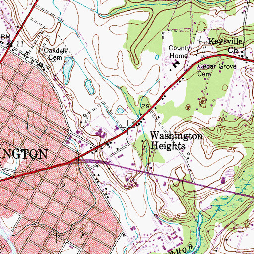 Topographic Map of Washington Heights, NC