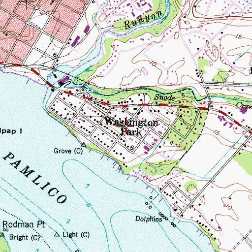 Topographic Map of Washington Park, NC