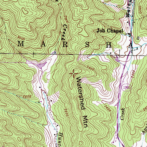Topographic Map of Watershed Mountain, NC