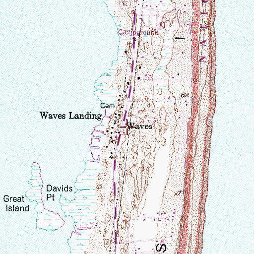 Topographic Map of Waves, NC
