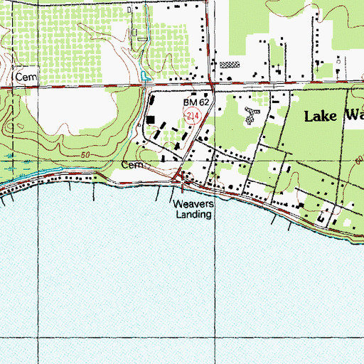 Topographic Map of Weavers Landing, NC