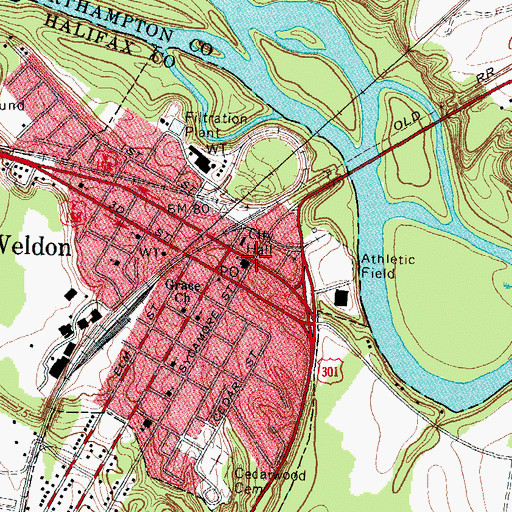 Topographic Map of Weldon, NC