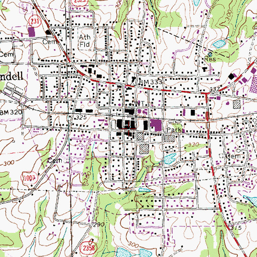 Topographic Map of Wendell, NC