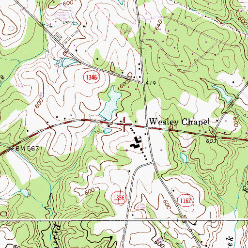 Topographic Map of Wesley Chapel, NC