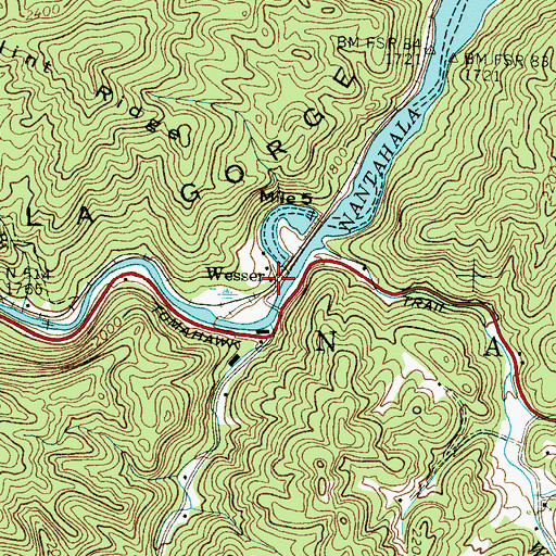 Topographic Map of Wesser, NC