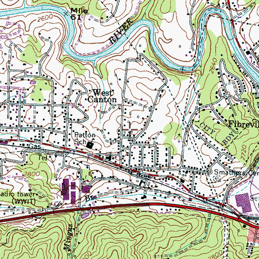 Topographic Map of West Canton, NC