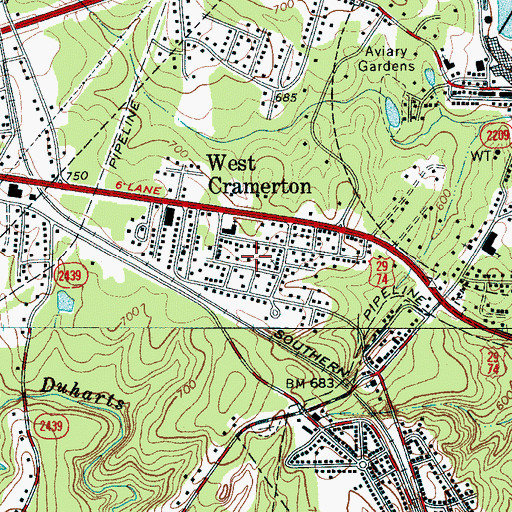 Topographic Map of West Cramerton, NC