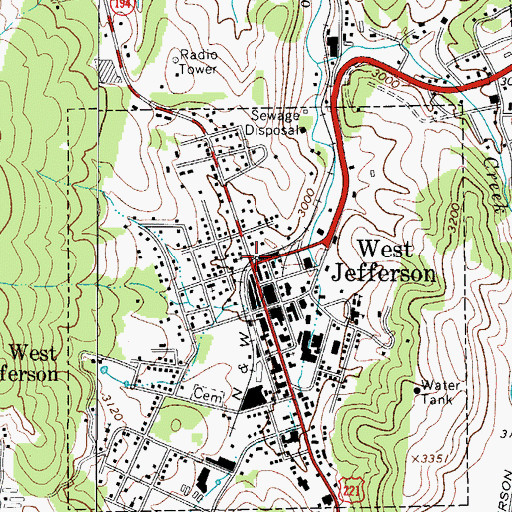 Topographic Map of West Jefferson, NC