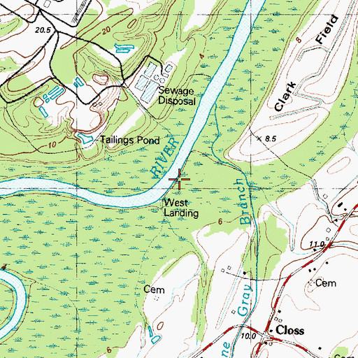 Topographic Map of West Landing, NC