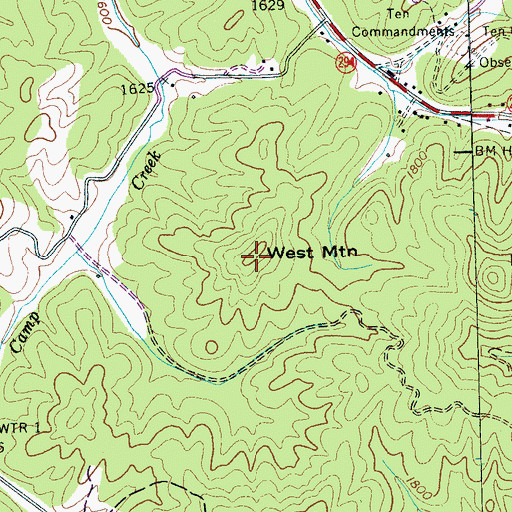 Topographic Map of West Mountain, NC