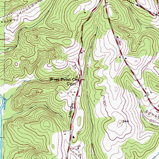 Topographic Map of West Point Church, NC
